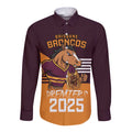 Personalised Broncos Spirit Long Sleeve Button Shirt Grand Final Champions 2025 - Aussie Hoodie