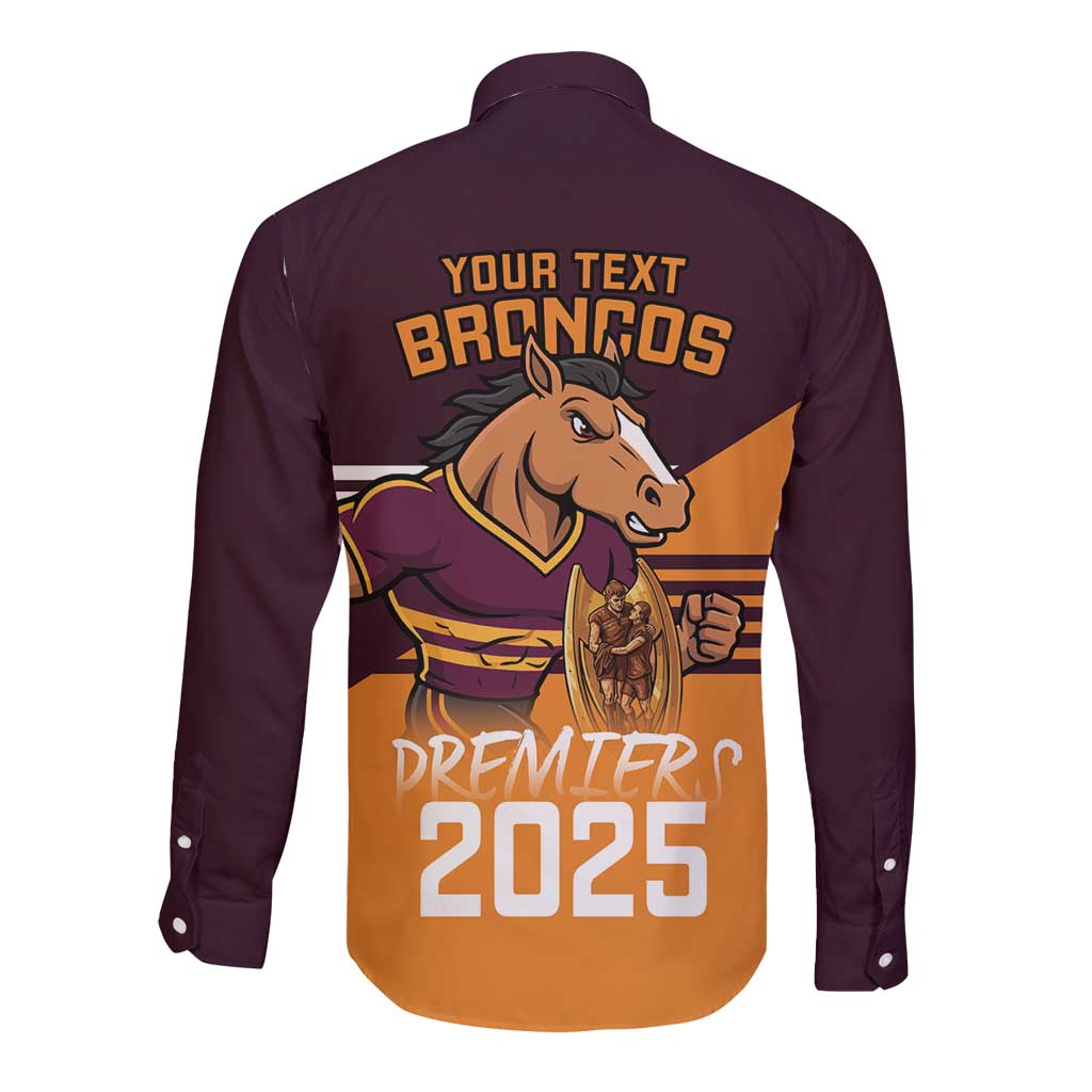 Personalised Broncos Spirit Long Sleeve Button Shirt Grand Final Champions 2025 - Aussie Hoodie