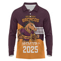 Personalised Broncos Spirit Long Sleeve Polo Shirt Grand Final Champions 2025 - Aussie Hoodie