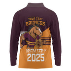 Personalised Broncos Spirit Long Sleeve Polo Shirt Grand Final Champions 2025 - Aussie Hoodie