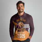 Personalised Broncos Spirit Long Sleeve Polo Shirt Grand Final Champions 2025 - Aussie Hoodie
