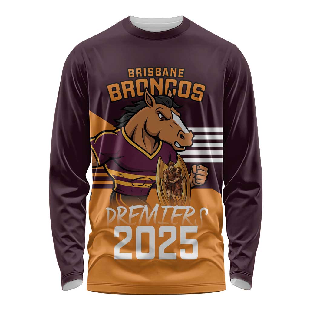 Personalised Broncos Spirit Long Sleeve Shirt Grand Final Champions 2025 - Aussie Hoodie