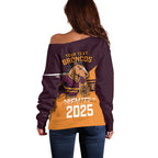 Personalised Broncos Spirit Off Shoulder Sweater Grand Final Champions 2025 - Aussie Hoodie