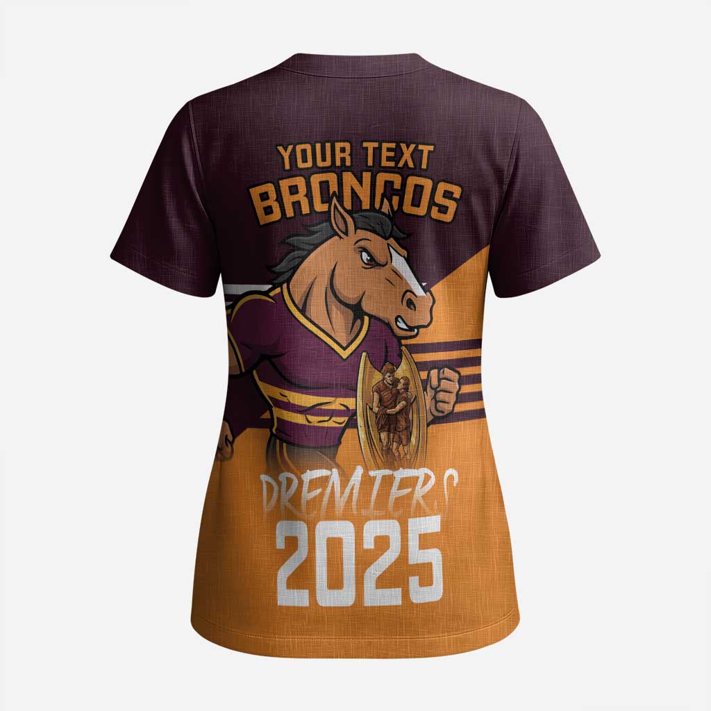 Personalised Broncos Spirit Scrub Top Grand Final Champions 2025 - Aussie Hoodie