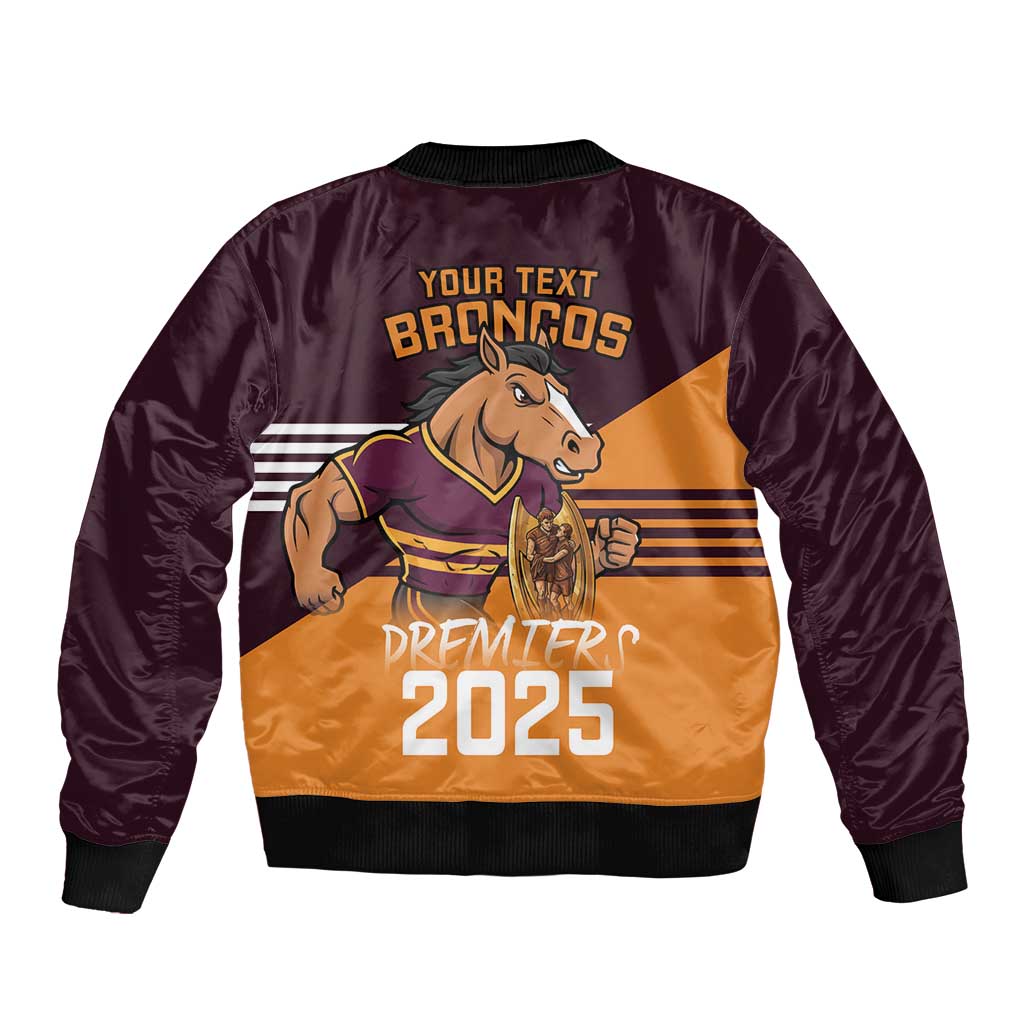 Personalised Broncos Spirit Sleeve Zip Bomber Jacket Grand Final Champions 2025 - Aussie Hoodie