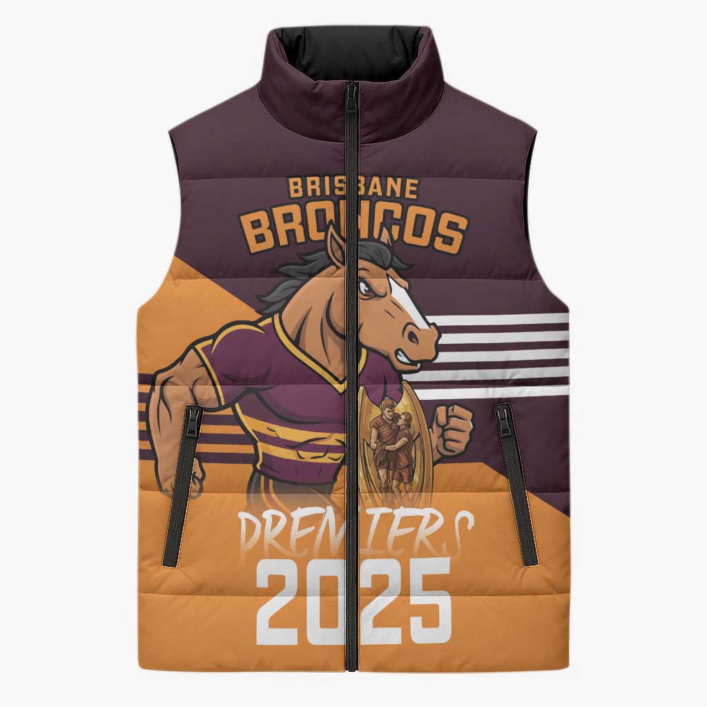 Personalised Broncos Spirit Sleeveless Puffer Jacket Grand Final Champions 2025 - Aussie Hoodie