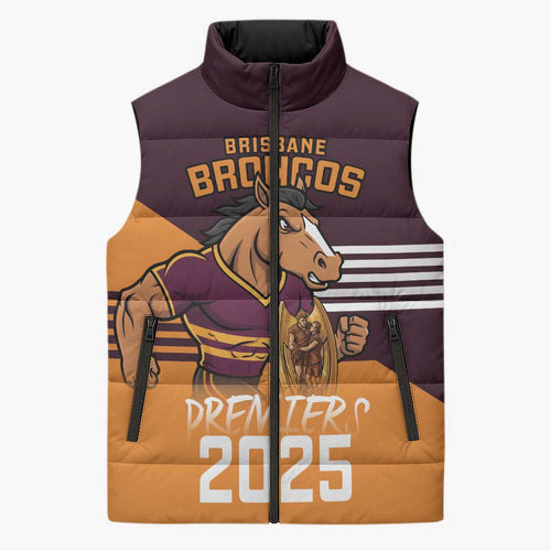 Personalised Broncos Spirit Sleeveless Puffer Jacket Grand Final Champions 2025 - Aussie Hoodie