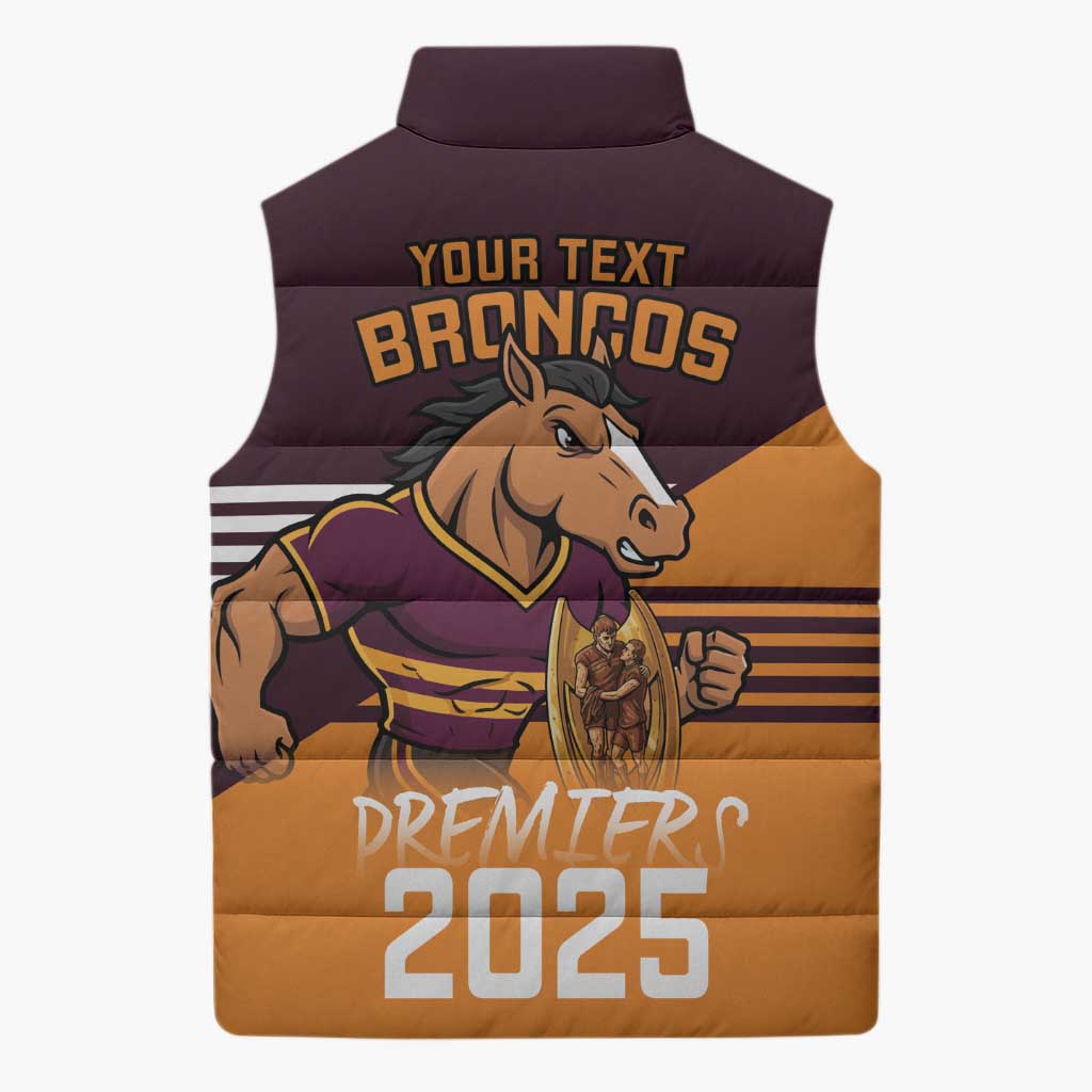 Personalised Broncos Spirit Sleeveless Puffer Jacket Grand Final Champions 2025 - Aussie Hoodie