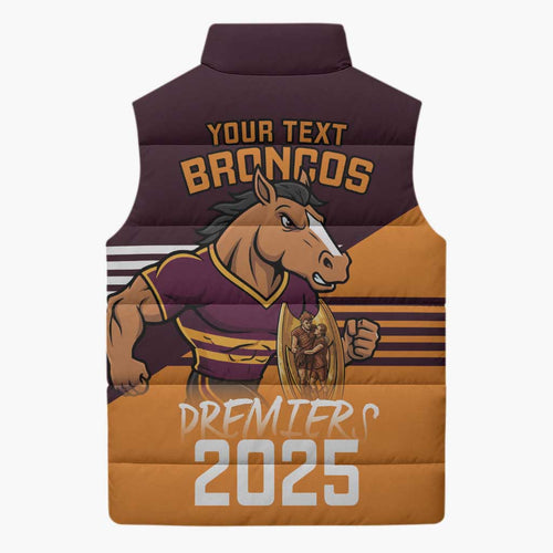 Personalised Broncos Spirit Sleeveless Puffer Jacket Grand Final Champions 2025 - Aussie Hoodie