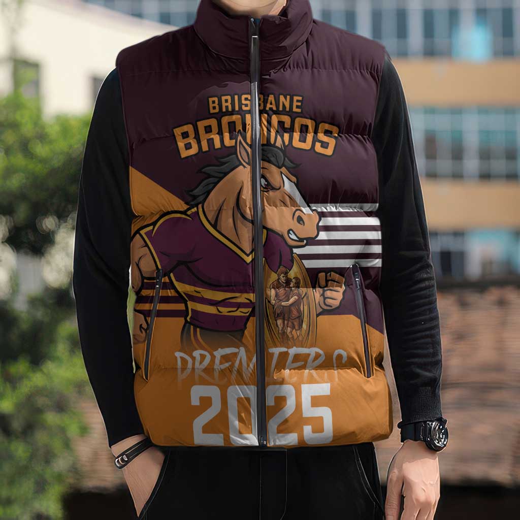 Personalised Broncos Spirit Sleeveless Puffer Jacket Grand Final Champions 2025 - Aussie Hoodie