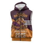 Personalised Broncos Spirit Sleeveless Zip Hoodie Grand Final Champions 2025 LT9