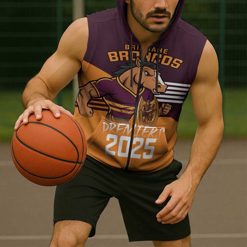 Personalised Broncos Spirit Sleeveless Zip Hoodie Grand Final Champions 2025 LT9