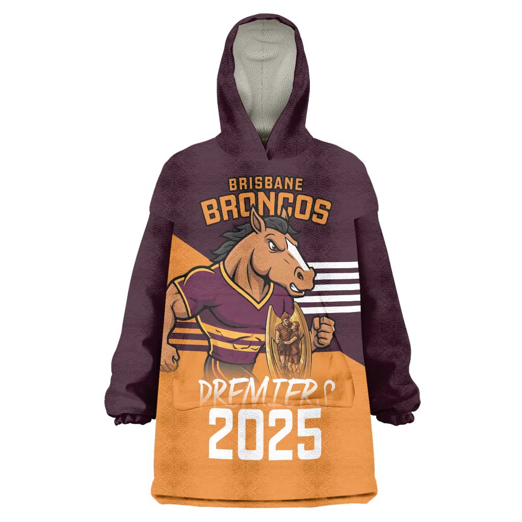 Personalised Broncos Spirit Wearable Blanket Hoodie Grand Final Champions 2025 - Aussie Hoodie