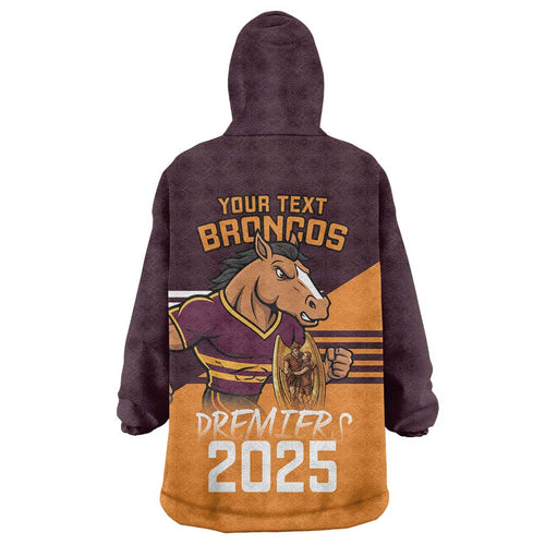 Personalised Broncos Spirit Wearable Blanket Hoodie Grand Final Champions 2025 - Aussie Hoodie