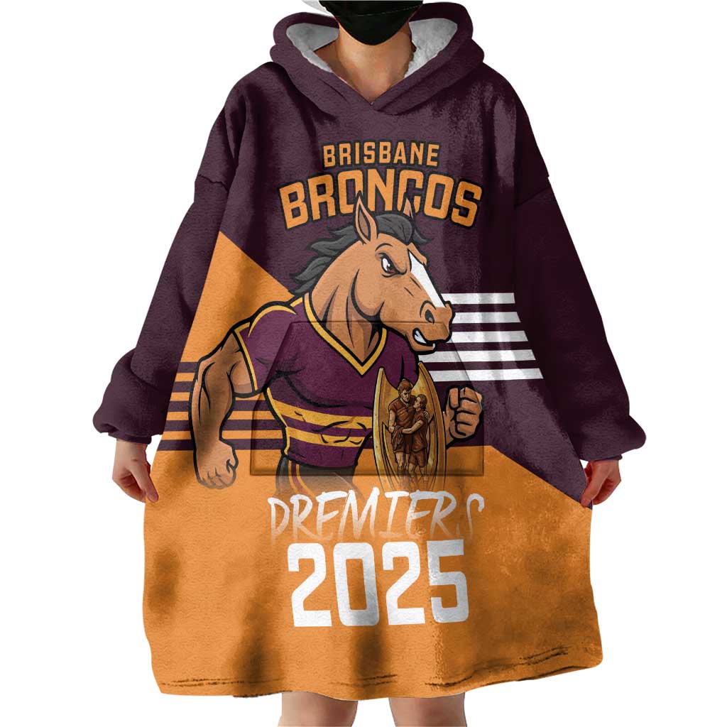 Personalised Broncos Spirit Wearable Blanket Hoodie Grand Final Champions 2025 - Aussie Hoodie