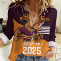 Personalised Broncos Spirit Women Casual Shirt Grand Final Champions 2025 - Aussie Hoodie