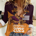 Personalised Broncos Spirit Women Casual Shirt Grand Final Champions 2025 - Aussie Hoodie