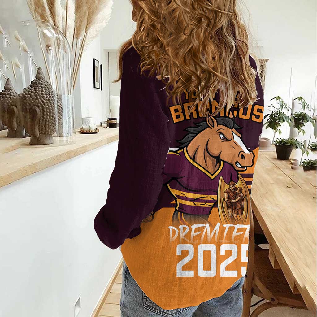 Personalised Broncos Spirit Women Casual Shirt Grand Final Champions 2025 - Aussie Hoodie