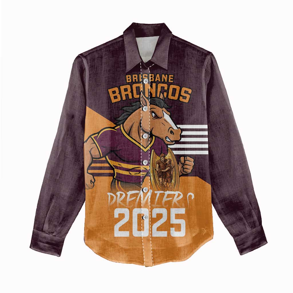 Personalised Broncos Spirit Women Casual Shirt Grand Final Champions 2025 - Aussie Hoodie