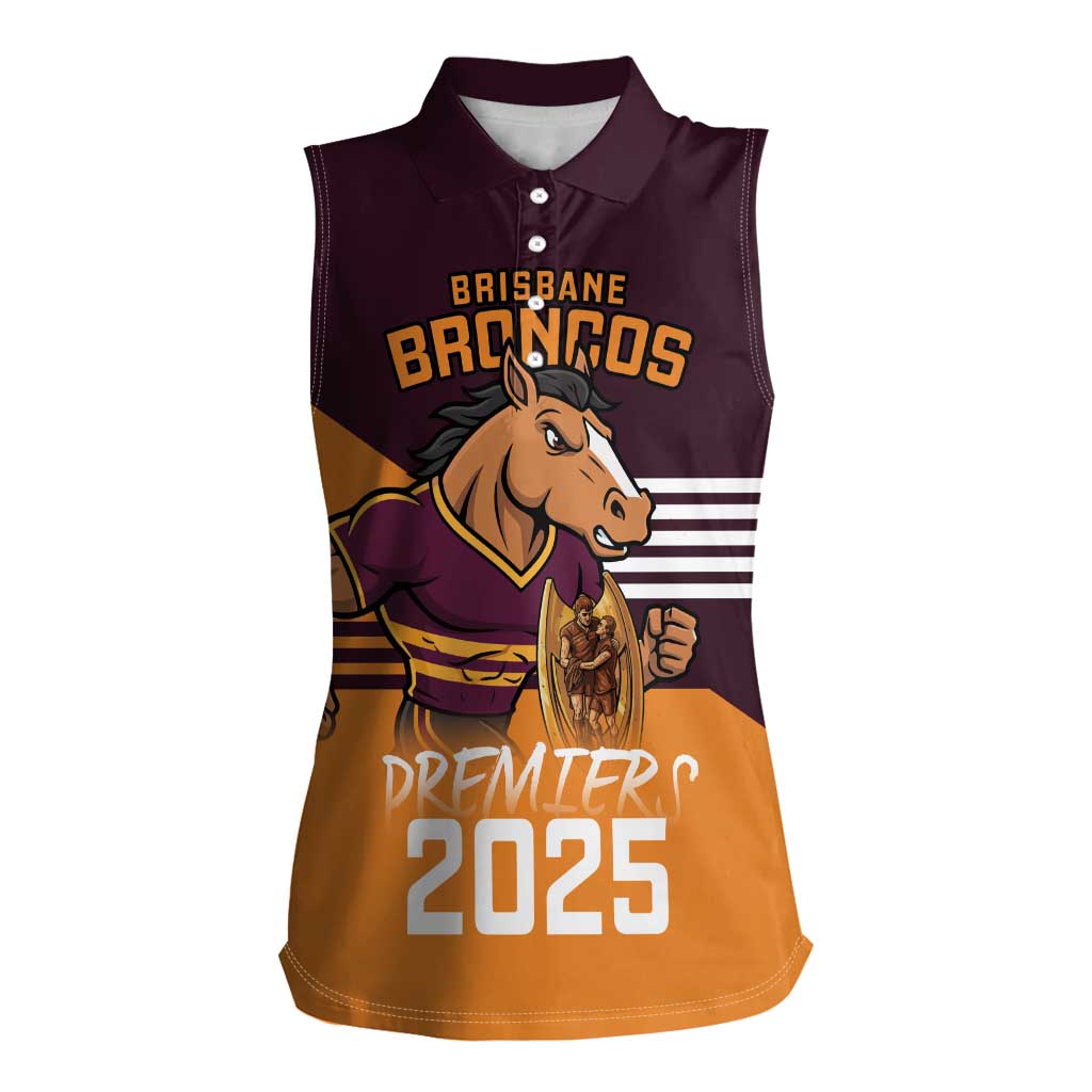 Personalised Broncos Spirit Women Sleeveless Polo Shirt Grand Final Champions 2025 - Aussie Hoodie