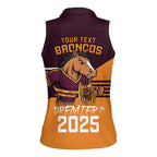 Personalised Broncos Spirit Women Sleeveless Polo Shirt Grand Final Champions 2025 - Aussie Hoodie