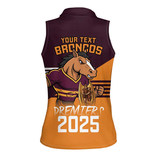 Personalised Broncos Spirit Women Sleeveless Polo Shirt Grand Final Champions 2025 - Aussie Hoodie