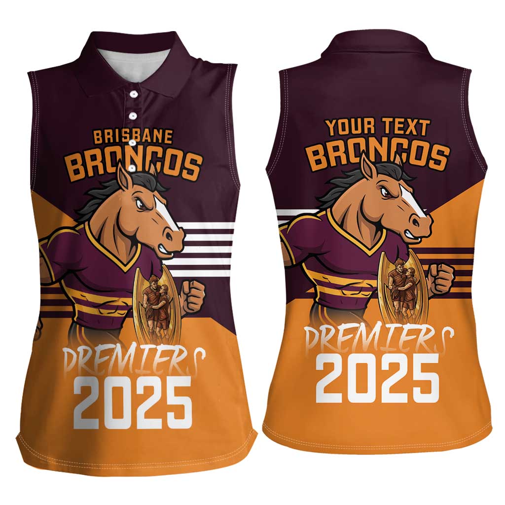 Personalised Broncos Spirit Women Sleeveless Polo Shirt Grand Final Champions 2025 - Aussie Hoodie