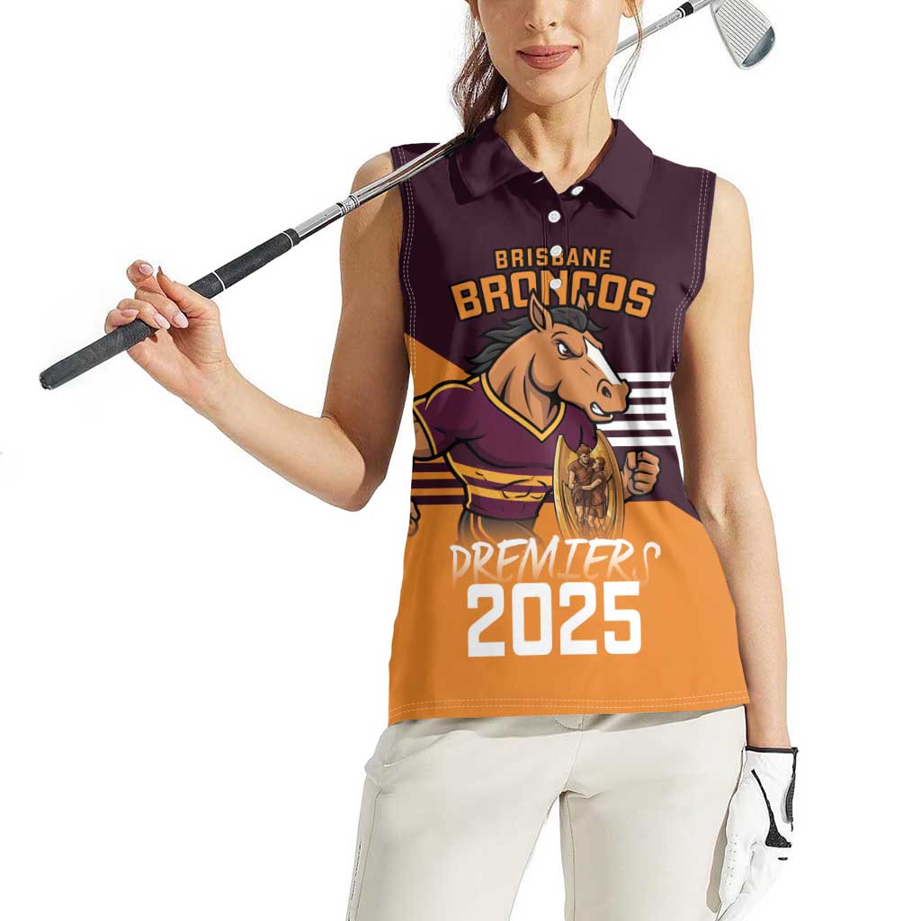 Personalised Broncos Spirit Women Sleeveless Polo Shirt Grand Final Champions 2025 - Aussie Hoodie