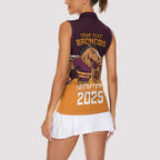 Personalised Broncos Spirit Women Sleeveless Polo Shirt Grand Final Champions 2025 - Aussie Hoodie