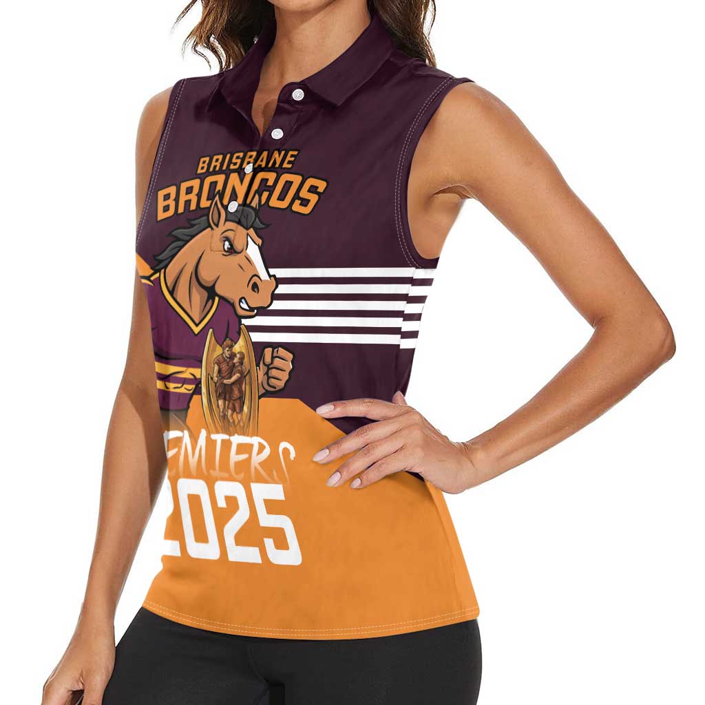 Personalised Broncos Spirit Women Sleeveless Polo Shirt Grand Final Champions 2025 - Aussie Hoodie