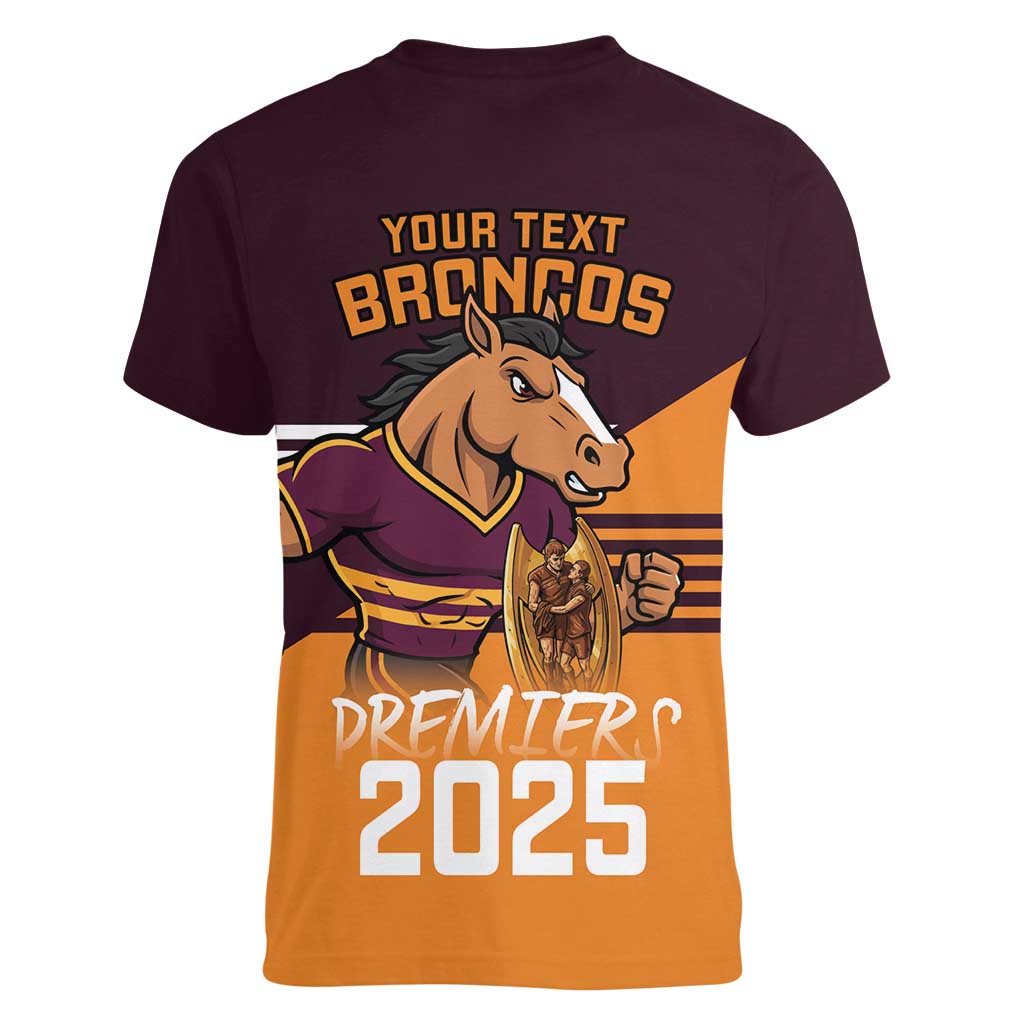 Personalised Broncos Spirit Women V-Neck T-Shirt Grand Final Champions 2025 - Aussie Hoodie
