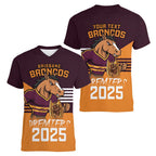 Personalised Broncos Spirit Women V-Neck T-Shirt Grand Final Champions 2025 - Aussie Hoodie