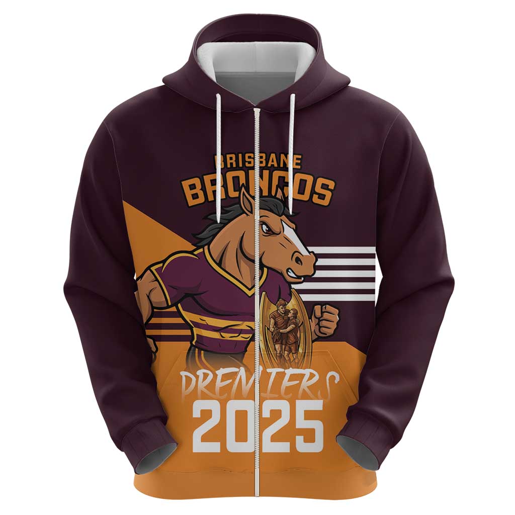 Personalised Broncos Spirit Zip Hoodie Grand Final Champions 2025 - Aussie Hoodie