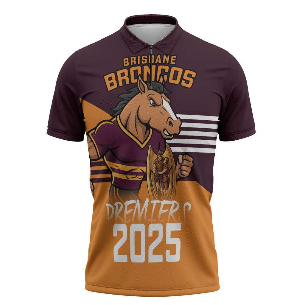 Personalised Broncos Spirit Zipper Polo Shirt Grand Final Champions 2025 - Aussie Hoodie