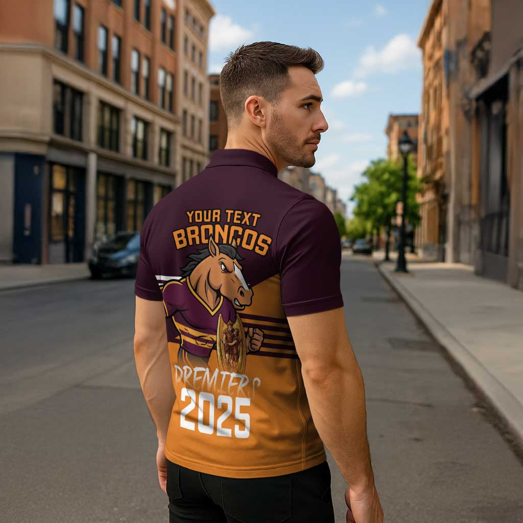 Personalised Broncos Spirit Zipper Polo Shirt Grand Final Champions 2025 - Aussie Hoodie