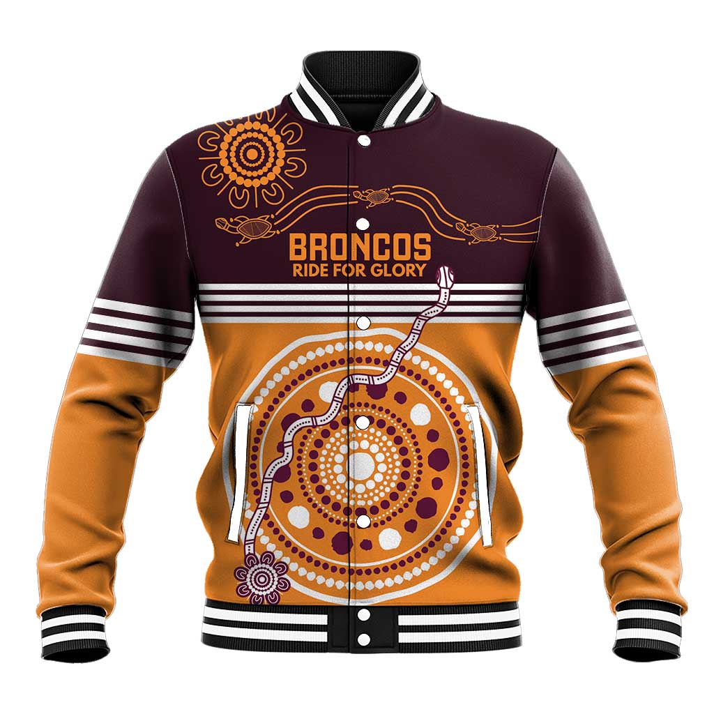 Custom Broncos Spirit Baseball Jacket Ride for Glory Indigenous Aboriginal - Aussie Hoodie