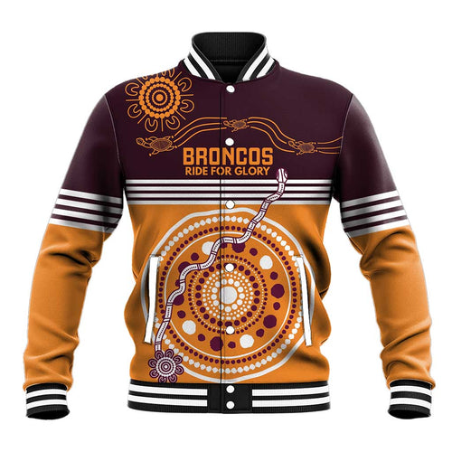 Custom Broncos Spirit Baseball Jacket Ride for Glory Indigenous Aboriginal - Aussie Hoodie