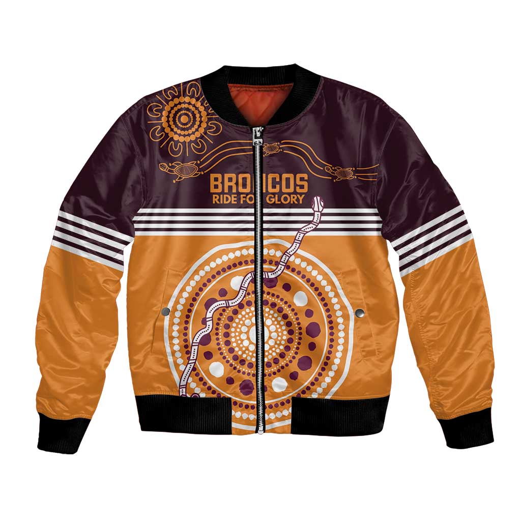 Custom Broncos Spirit Bomber Jacket Ride for Glory Indigenous Aboriginal - Aussie Hoodie