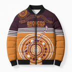 Custom Broncos Spirit Bomber Puffer Jacket Ride for Glory Indigenous Aboriginal - Aussie Hoodie