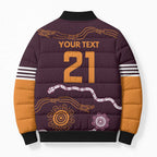 Custom Broncos Spirit Bomber Puffer Jacket Ride for Glory Indigenous Aboriginal - Aussie Hoodie