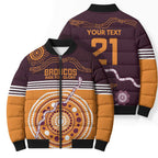 Custom Broncos Spirit Bomber Puffer Jacket Ride for Glory Indigenous Aboriginal - Aussie Hoodie