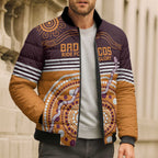 Custom Broncos Spirit Bomber Puffer Jacket Ride for Glory Indigenous Aboriginal - Aussie Hoodie