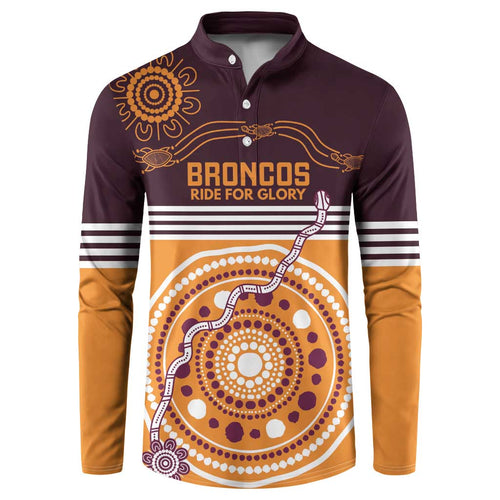 Custom Broncos Spirit Button Sweatshirt Ride for Glory Indigenous Aboriginal - Aussie Hoodie