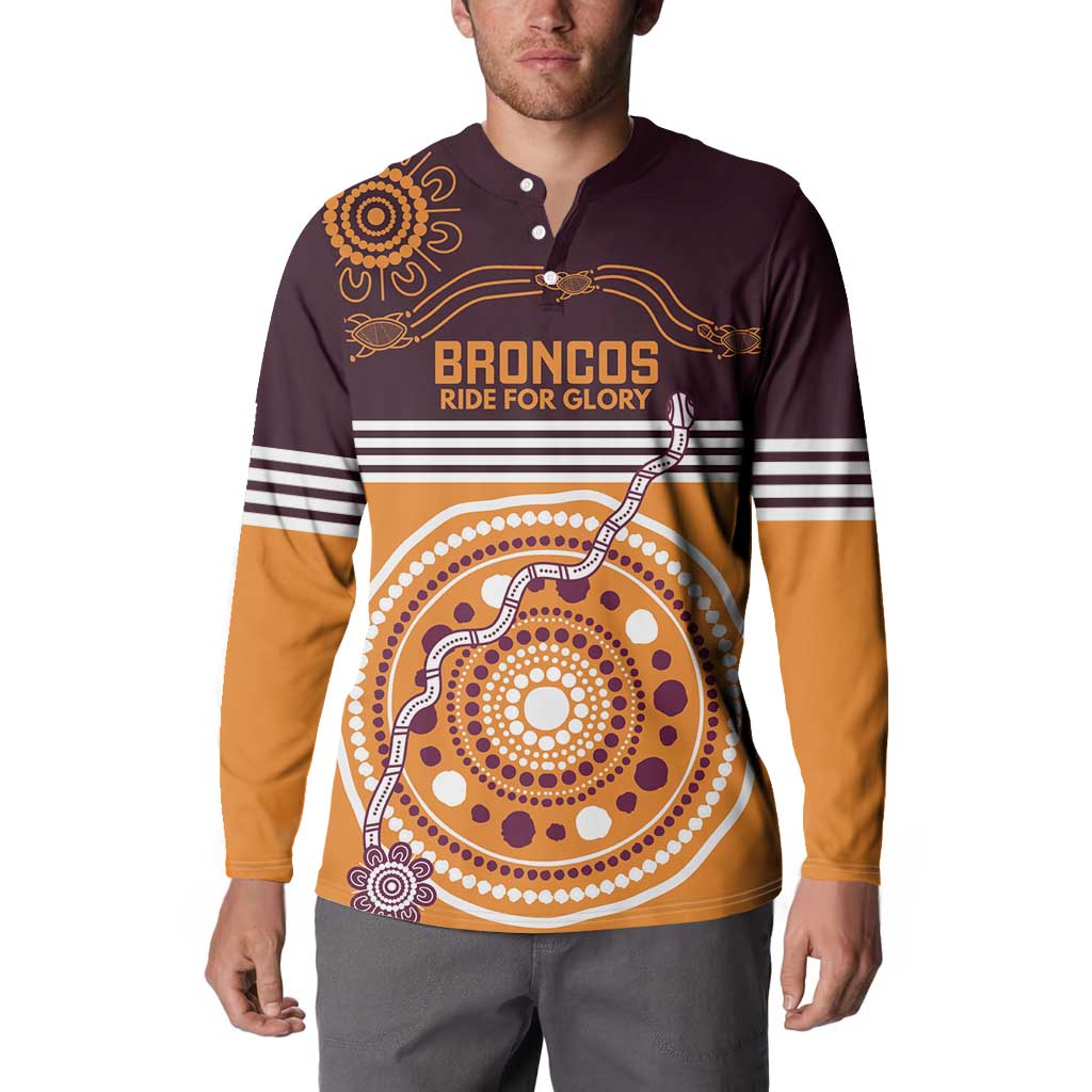 Custom Broncos Spirit Button Sweatshirt Ride for Glory Indigenous Aboriginal - Aussie Hoodie