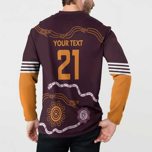 Custom Broncos Spirit Button Sweatshirt Ride for Glory Indigenous Aboriginal - Aussie Hoodie