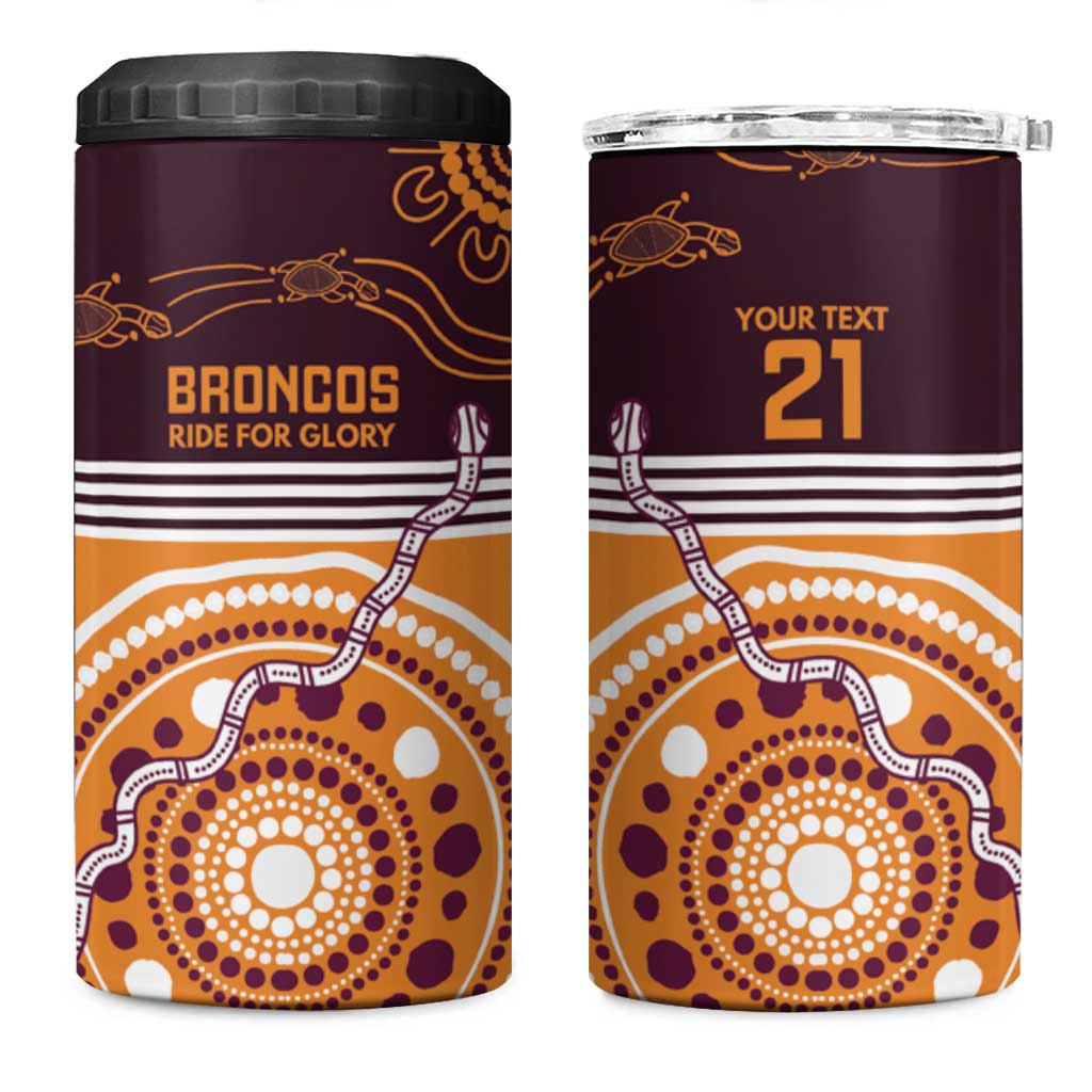 Custom Broncos Spirit 4 in 1 Can Cooler Tumbler Ride for Glory Indigenous Aboriginal - Aussie Hoodie