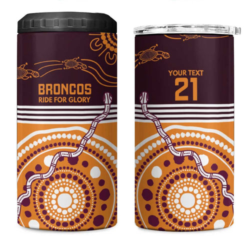 Custom Broncos Spirit 4 in 1 Can Cooler Tumbler Ride for Glory Indigenous Aboriginal - Aussie Hoodie