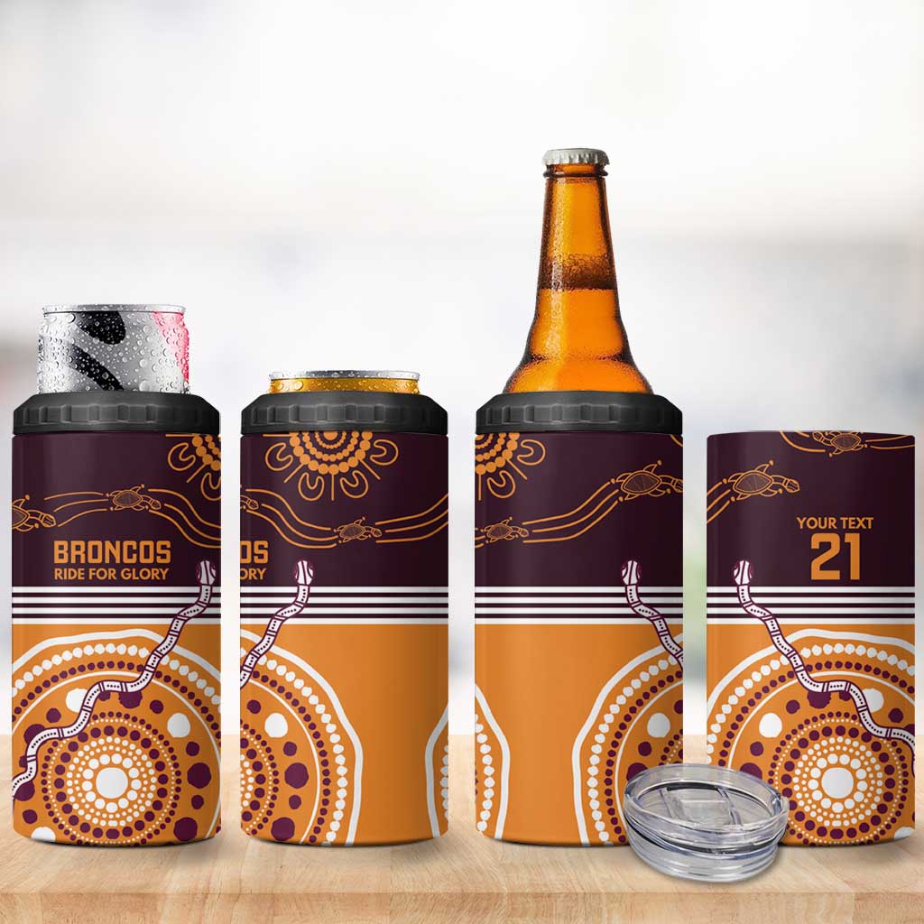 Custom Broncos Spirit 4 in 1 Can Cooler Tumbler Ride for Glory Indigenous Aboriginal - Aussie Hoodie