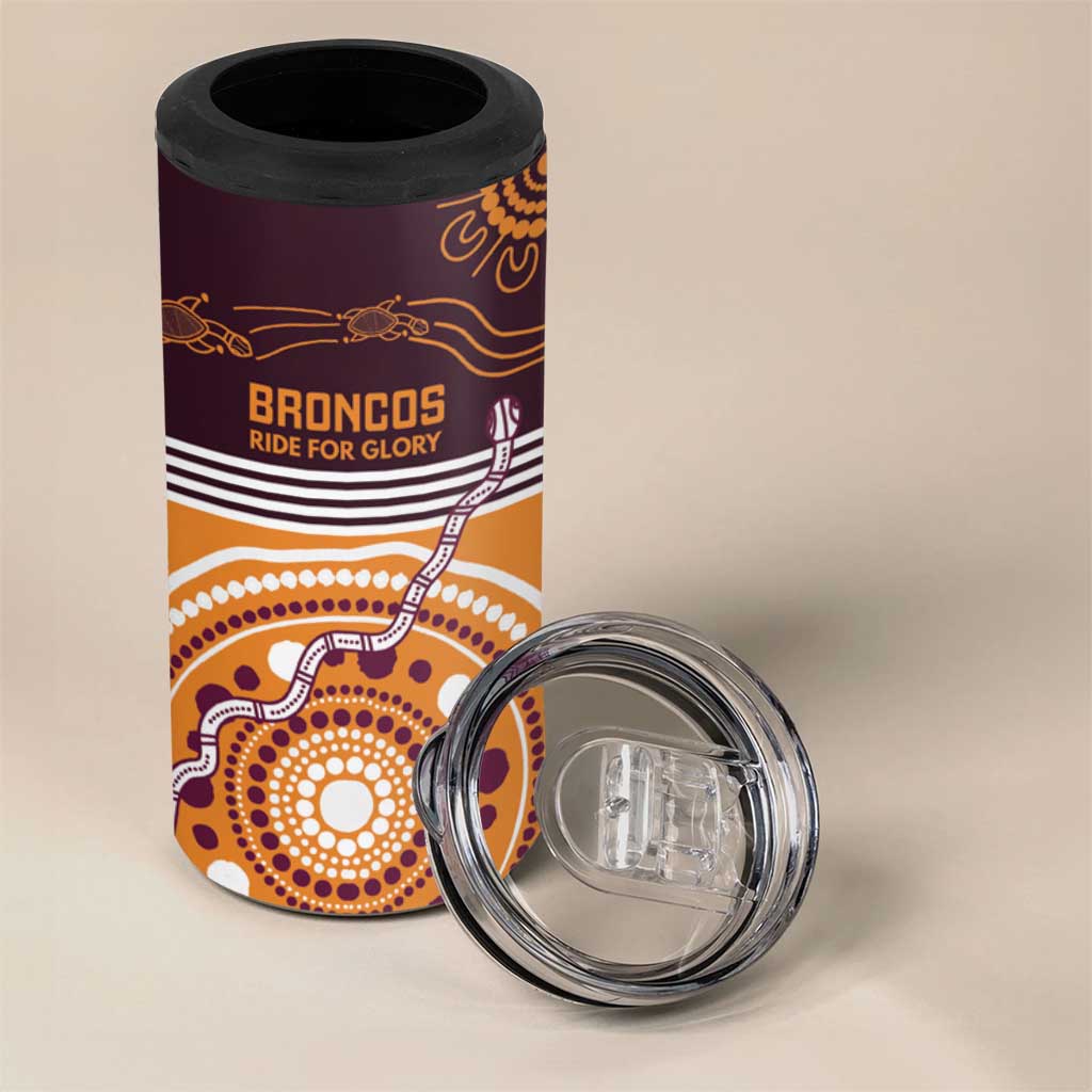 Custom Broncos Spirit 4 in 1 Can Cooler Tumbler Ride for Glory Indigenous Aboriginal - Aussie Hoodie