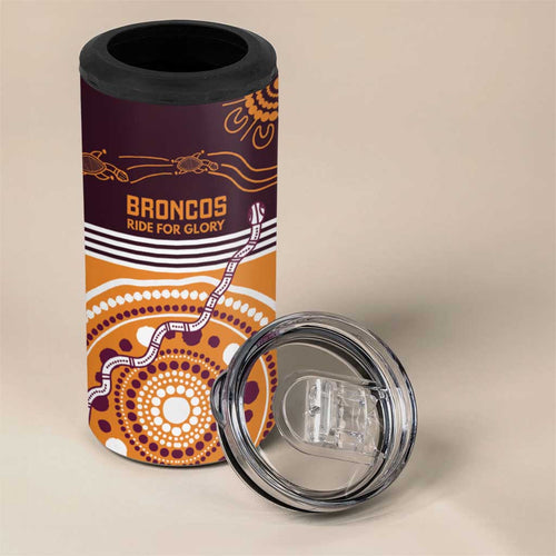 Custom Broncos Spirit 4 in 1 Can Cooler Tumbler Ride for Glory Indigenous Aboriginal - Aussie Hoodie